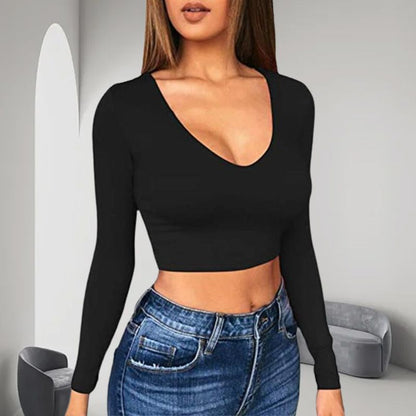 🔥Hot Sale 50% OFF✨Womens round Neckline Sexy Long Sleeve top