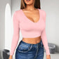 🔥Hot Sale 50% OFF✨Womens round Neckline Sexy Long Sleeve top