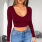 🔥Hot Sale 50% OFF✨Womens round Neckline Sexy Long Sleeve top