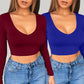🔥Hot Sale 50% OFF✨Womens round Neckline Sexy Long Sleeve top