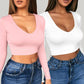 🔥Hot Sale 50% OFF✨Womens round Neckline Sexy Long Sleeve top