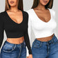 🔥Hot Sale 50% OFF✨Womens round Neckline Sexy Long Sleeve top