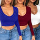 🔥Hot Sale 50% OFF✨Womens round Neckline Sexy Long Sleeve top