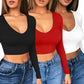 🔥Hot Sale 50% OFF✨Womens round Neckline Sexy Long Sleeve top