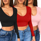 🔥Hot Sale 50% OFF✨Womens round Neckline Sexy Long Sleeve top