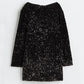 💖LAST DAY SALE 50% OFF✨Long Sleeve Loose Sequined Tie-back Dress