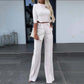 💖LAST DAY SALE 50% OFF!!✨Women's Wide-Leg Commuter Pants & Elegant Crop Top Set