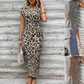 ⏳LAST DAY SALE 50% OFF!!💕 Women's Leopard Print Knot Bodycon Elegant Dress
