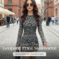 💃2026 New Arrivals 50% OFF🐆💥Women's Leopard Print Long Sleeve Slim Fit Dress👍 ✨Elegant Ruffle Hem Short Skirt, Bodycon Mesh Sleeves
