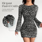 💃2026 New Arrivals 50% OFF🐆💥Women's Leopard Print Long Sleeve Slim Fit Dress👍 ✨Elegant Ruffle Hem Short Skirt, Bodycon Mesh Sleeves