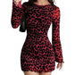 💃2026 New Arrivals 50% OFF🐆💥Women's Leopard Print Long Sleeve Slim Fit Dress👍 ✨Elegant Ruffle Hem Short Skirt, Bodycon Mesh Sleeves