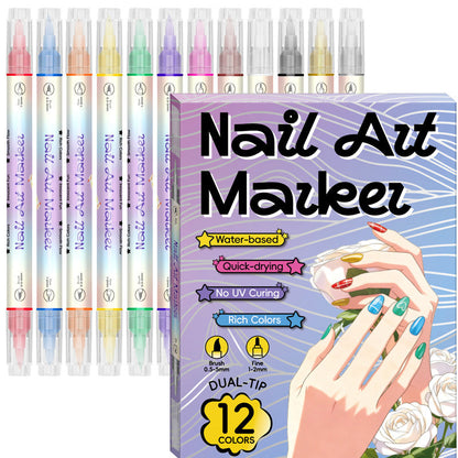 🥳2026 HOT SALE- 50% OFF!🥳💞50K+ SOLD!✨🎨Dual‑Tip Nail Art Pens – Quick‑dry, no UV lamp. Fine & brush tips. 12/24 vibrant colors. Easy DIY at home. No smudges, just art! 💅🖌️