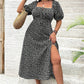 💃Summer Hot Sale-49% OFF💗Women's Plus Size Short Sleeve Split Floral Print Dress