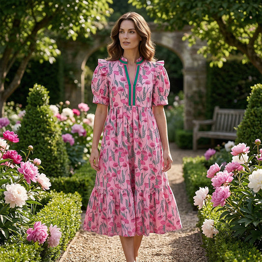 💕SPRING HOT SALE 50% OFF💕Women's Floral Print Puff Sleeve Maxi Dress
