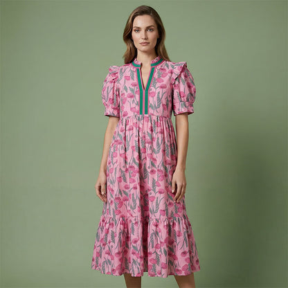 💕SPRING HOT SALE 50% OFF💕Women's Floral Print Puff Sleeve Maxi Dress