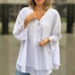 🔥LAST DAY SALE ONLY ￡13.99!!👚✨Double-Layer V-Neck Zipper 3/4 Sleeves Soft Tops – Elegant Design, Comfortable Fit & Versatile Style 🌸