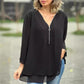 🔥LAST DAY SALE ONLY ￡13.99!!👚✨Double-Layer V-Neck Zipper 3/4 Sleeves Soft Tops – Elegant Design, Comfortable Fit & Versatile Style 🌸