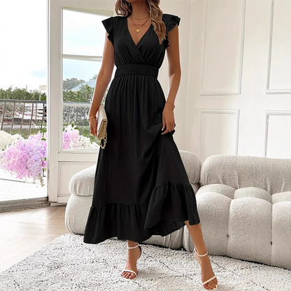 🎉Last Day Promotion 50% OFF💃🌼V-Neck Ruffled Waist-Defining Maxi Dress