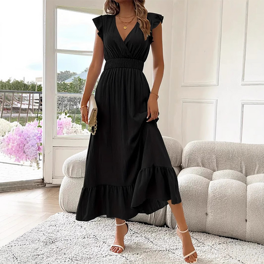 🎉Last Day Promotion 50% OFF💃🌼V-Neck Ruffled Waist-Defining Maxi Dress