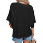 💥Last Day Special Sale 40% OFF👚Women's Solid Color Splicing Loose Five Points Flare Sleeve T-Shirt