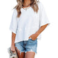 💥Last Day Special Sale 40% OFF👚Women's Solid Color Splicing Loose Five Points Flare Sleeve T-Shirt