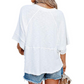 💥Last Day Special Sale 40% OFF👚Women's Solid Color Splicing Loose Five Points Flare Sleeve T-Shirt