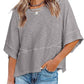 💥Last Day Special Sale 49% OFF👚Women's Solid Color Splicing Loose Five Points Flare Sleeve T-Shirt
