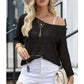 👍2026 Summer Hot Sale 50% OFF💥Women's Hollow Out V Neck Jumper Drop Shoulder Crochet Knit Top