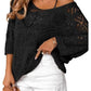 👍2026 Summer Hot Sale 50% OFF💥Women's Hollow Out V Neck Jumper Drop Shoulder Crochet Knit Top