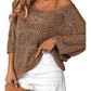 👍2026 Summer Hot Sale 50% OFF💥Women's Hollow Out V Neck Jumper Drop Shoulder Crochet Knit Top