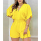 💥Last Day Special Sale 49% OFF💃Women's Plain Drawstring Shirred Waist Fitted V Neck Romper