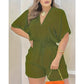 💥Last Day Special Sale 49% OFF💃Women's Plain Drawstring Shirred Waist Fitted V Neck Romper