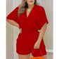 💥Last Day Special Sale 49% OFF💃Women's Plain Drawstring Shirred Waist Fitted V Neck Romper