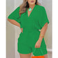💥Last Day Special Sale 49% OFF💃Women's Plain Drawstring Shirred Waist Fitted V Neck Romper