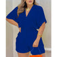 💥Last Day Special Sale 49% OFF💃Women's Plain Drawstring Shirred Waist Fitted V Neck Romper