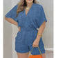 💥Last Day Special Sale 49% OFF💃Women's Plain Drawstring Shirred Waist Fitted V Neck Romper