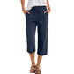 👖LIMITED TIME 70% OFF! 🌿Women's Cotton-Linen Blend Cropped Pants – Wide Leg, Elastic Waist, Pockets🌱