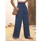 👖70% OFF NOW!✨⏰Women's Smocked High Waist Wide Leg Pants – Flattering Elasticated Waist, Flowy Linen-Blend Trousers for Casual & Summer Outfits👖