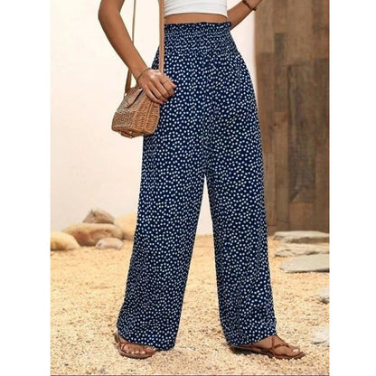 👖70% OFF NOW!✨⏰Women's Smocked High Waist Wide Leg Pants – Flattering Elasticated Waist, Flowy Linen-Blend Trousers for Casual & Summer Outfits👖