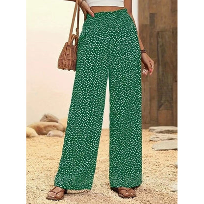 👖70% OFF NOW!✨⏰Women's Smocked High Waist Wide Leg Pants – Flattering Elasticated Waist, Flowy Linen-Blend Trousers for Casual & Summer Outfits👖