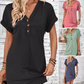 👗50% OFF NOW!⏰Women's Plain Button V Neck Tee Dress– Timeless solid colors & soft fabric – Perfect for work, brunch or summer days🌸