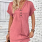 👗50% OFF NOW!⏰Women's Plain Button V Neck Tee Dress– Timeless solid colors & soft fabric – Perfect for work, brunch or summer days🌸