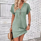 👗50% OFF NOW!⏰Women's Plain Button V Neck Tee Dress– Timeless solid colors & soft fabric – Perfect for work, brunch or summer days🌸