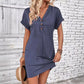 👗50% OFF NOW!⏰Women's Plain Button V Neck Tee Dress– Timeless solid colors & soft fabric – Perfect for work, brunch or summer days🌸