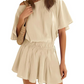Women’s Casual Short Sleeve Elastic Waist Loose Flowy Mini Skirt Dress