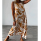 💃Last Day Sale 50% OFF💝Sleeveless Leaf Printed Open Back V-Neck Maxi Dress