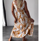 💃Last Day Sale 50% OFF💝Sleeveless Leaf Printed Open Back V-Neck Maxi Dress