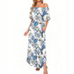 ⏰Summer Hot Sale 50% OFF💃Women's Off-Shoulder Ruffled Side-Slit Maxi Dress with Pockets