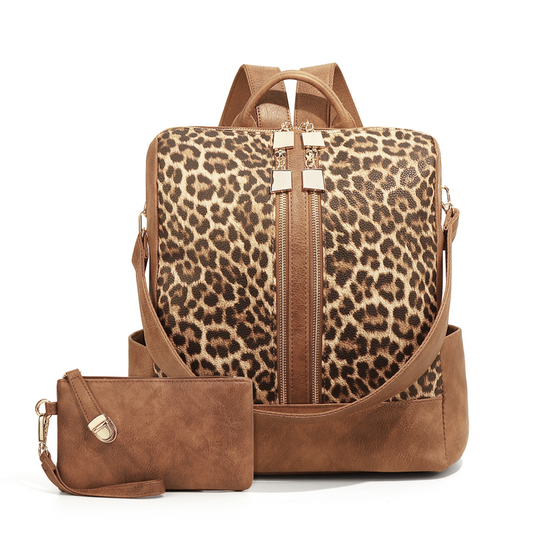 ⏳LAST DAY SALE 70% OFF🔥Fashion Leopard Print Backpack and Shoulder Bag Set🌟