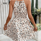 👗Summer Hot Sale 50% OFF!✨Abstract Print Halter Neck A-Line Dress – Smocked Waist, Back Tie, Flowy🌸